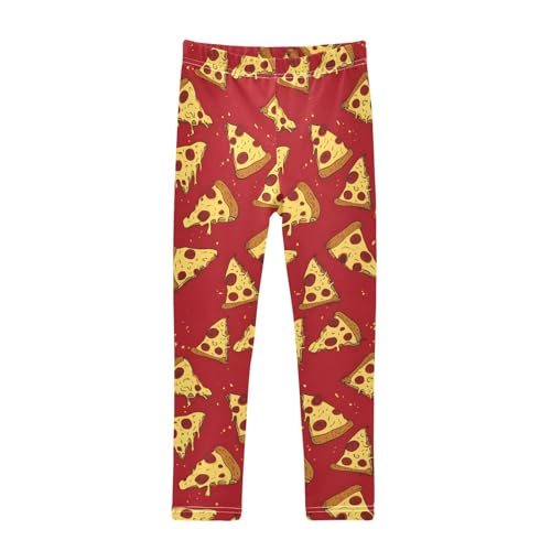 ALAZA Girls' Leggings Children's Yoga Pants Skinny Printed Dance Red Pizza Comfortable 4T