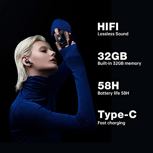 32Gb Mp3 Player With Bluetooth 5.0, 2.4" Full Touch Screen, Hifi Sound Quality, Music Mp3 Mp4 Player For Kids With Speaker Fm Radio Recording E-Book (Black) #TOP4