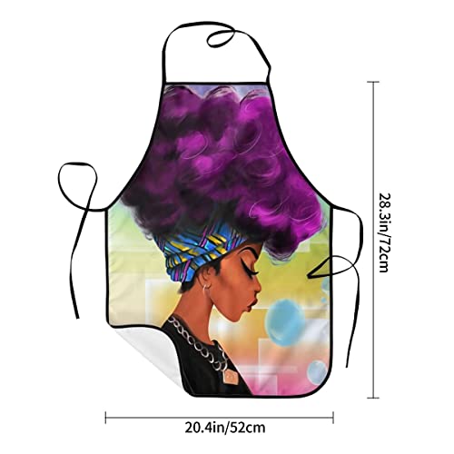 Kent Hill African Girl American Artist Art Colorful Headscarf Purple Hair Cozy Anti Pollution Apron Anti Dirty Fashionable Anti Dirty Apron For Adult #TOP1