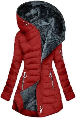 Wintermantel Damen Warm Parka Jacke mit Kapuze Fleecefutter Steppjacke | Lange Daunenjacke, Langarm, Bequemes, Große Größen, Reißverschluss Winterjacke, Gefüttert Outdoor Steppmant