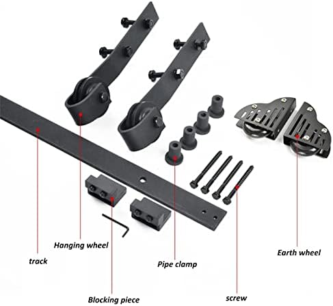Sliding Library Ladder Hardware Kit - Mobile Ladder Rails with Wheels, Barn Door Accessories for Study, Attic, Living Room - Easy Install, 200cm (6.6ft) Length