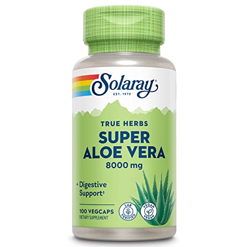 Solaray Super Aloe Vera Gel 8000mg | Naturally Occurring Amino Acids, Vitamins, Minerals, Enzymes & Antioxidants for Healthy Digestion Support | 100 CT