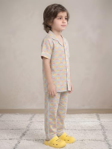Image of POLKA TOTS 100% Pure Cotton Half Sleeve Night Suit for Kids, Girls & Boys | Cotton Pyjama Set | Unisex Night Dress for Children | Night Suit for Girls |Sleepwear for Kids | Winter Night Dress for Boys