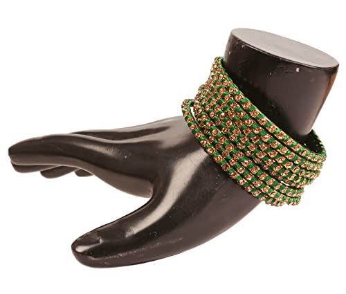 Touchstone New Silk Thread Bangle Collection Indian Bollywood Hand Woven Silk Thread Green Color Rhinestone Designer Jewelry Bracelets Bangle Set Of 8 For Women. #TOP1