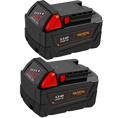 (Upgraded) 2Pack M18 5.0Ah 18V Lithium-ion Replacement Battery Compatible with Milwaukee Tools