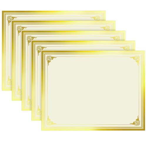 SUNEE 100 Sheets Certificate Papers - Blank Gold Foil Border, Letter Size 8.5x11 for Diploma, Certificates, Participation Awards, Document Cardstock Paper and Inkjet Printer Friendly by SUNEE - Used condition - US$22.03
