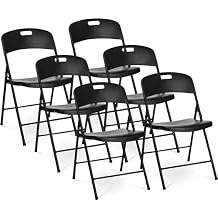 Oline Folding Chair, Indoor Outdoor Plastic Commercial Stackable Foldable Guest Chairs for Events Office Wedding Party Picnic Kitchen Dining, 350lb Capacity Black, 6 Pack