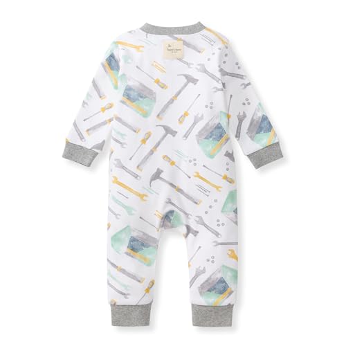 Image of Burt's Bees Baby unisex-baby Sleep & Play, Organic One-piece Romper-jumpsuit Pj, Zip Front Footed Pajama
