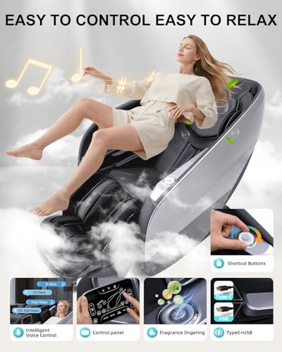 Image of Massage Chair Full Body,4D Zero Gravity Massager Recliner with Touch Screen Controller, SL-Track Heating, Foot Massage, Auto Modes, Bluetooth Speaker, Black