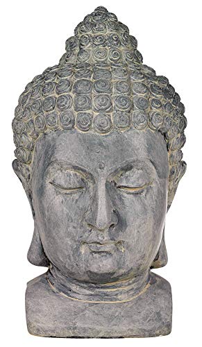 John Timberland Meditating Buddha Head Asian Zen Outdoor Statue 18 1/2" High Bust Sculpture For Yard Garden Patio Deck Home #TOP1