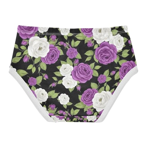 Purple White Roses Underwear Girls, Toddler Girl Briefs, Girls' Cotton Brief Underwear, 2–8 Years2