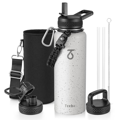 Trebo 1.2 L Edelstahl Trinkflasche Isoliert mit Paracord-Griff & 3 Deckeln – Ansicht 1