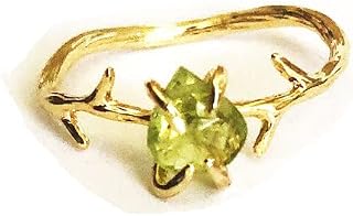 Peridot Natural Stone Ring, 925 Sterling Silver Ring, Rose & Yellow Gold Vermeil Ring, Handmade Jewelry, Mothers Ring, Bark Band Sterling Silver Ring, Personalized Gift For Mothers