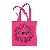 all seeing eye in triangle mandala design tatuaggio hipster grande stampa tote spalla shopping bag, rosalina, taglia unica