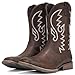 IUV Cowboy Boots For Men with Wide Square Toe Western Retro Boot Durable Classic Fashionable Embroidered Pull On Slip Resistant Boots