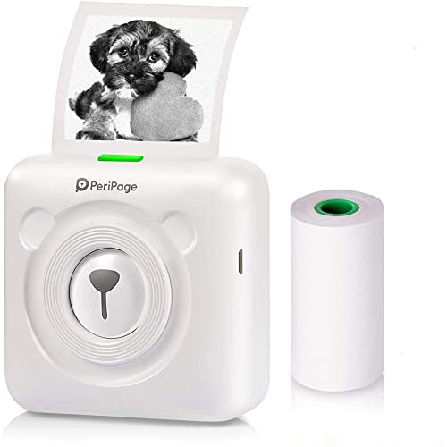 Peripage A6 Mini Printer Phone Printer Portable Sticker Printer Pocket Printer BT Photo Printer Compatible with iPhone Android, Instantly Print Photo Notes List Memo (White)