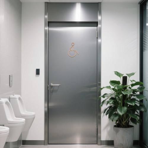 Panneau acrylique doré de toilettes handicapés pour bureaux et commerces