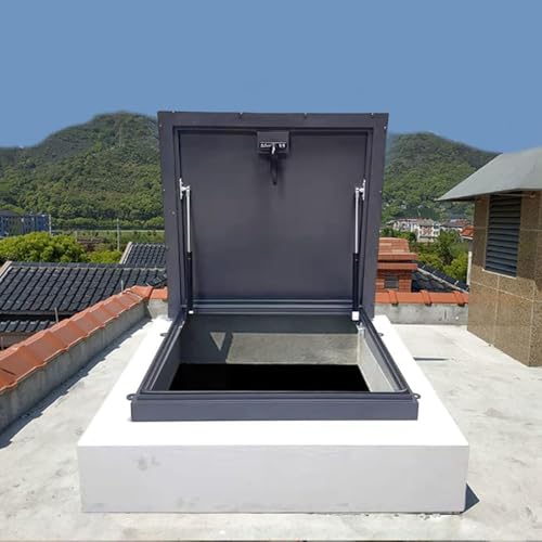 Vibeo Dachfenster Dachfenster aus Aluminiumlegierung, Regendichte Dachwartungsklappe, Kellerausgangstür, Dachbodenluke mit Hydraulischen Stützstangen(32x32in/81x81cm)