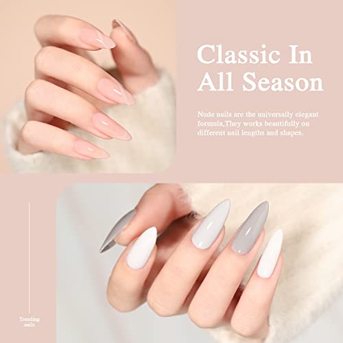 Larvall Beautpal Nude Grey Gel Nail Polish Set 10PCS All Seasons Skin Tones Gel Polish Set Neutral Gel Polish Colors Soak Off UV/LED Lamp Needed Salon DIY Manicure Gift Box for Women Girls 7ml — view 5