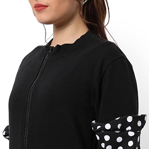 Image of PINACOLADA Women's Colorblock Sweatshirt with Ribbed Hem for Casual Wear | Low-High Neck | Long Sleeve | Button Closure | Cotton Sweatshirt Crafted with Comfort Fit for Everyday Wear