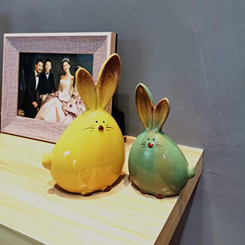 Balacoo VHHZ22CMAL905UAAANC11JK9 2Pcs Ceramic Rabbit Figurine Easter Bunny Figure Sculpture Ornaments Desktop Animals Ceramic Rabbit Statue Easter Party Favor Gifts thumb #5