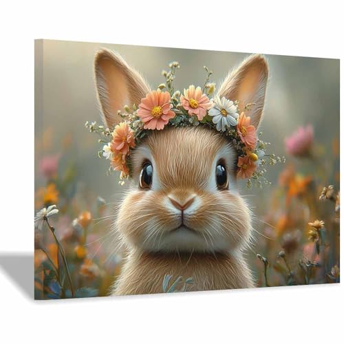 Impression sur toile lapin marron 70x100cm pour déco salon et café