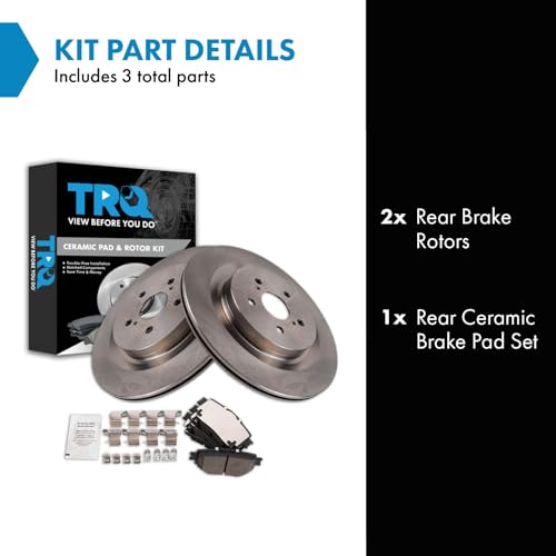 Image of TRQ Rear Ceramic Brake Pad and Rotor Set Compatible with 2020-24 Toyota Highlander, 2023-24 Lexus RX350 TALA10L Japan Built Models 1st VIN Digit J