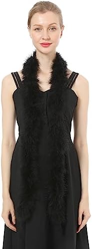 Ws&Wt 2 Yards 30g Marabou Fluffy Feather Boa DIY Craft Trim Halloween Wedding Party Decoration - Black