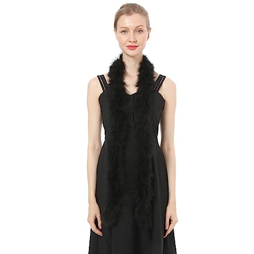 Ws&Wt 2 Yards 30G Marabou Fluffy Feather Boa Diy Craft Trim Halloween Wedding Party Decoration - Black #TOP5