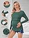 Ekouaer 3 Pack Women's Nursing Tops for Breastfeeding Fall Long Sleeve T Shirts Postpartum Double Layer Clothes Black/Light Green/Dark Red S