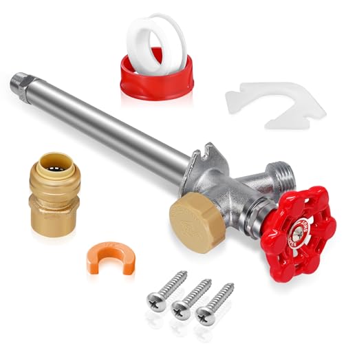 Boltigen 10inch Anti-Siphon Frost Free Sillcock, No Lead Brass Frost Proof Outdoor Water Faucet, 1/2' Push-to-Fit Connector X 3/4'' GHT Hose Bib Frost Free Outdoor
