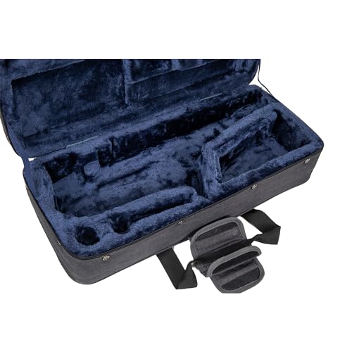 Crossrock CRP200ASDG-R Schaumstoff-Koffer für Altsaxophon, mit abnehmbaren Schultergurten, Staufach und Außentasche, Dunkelgrau
