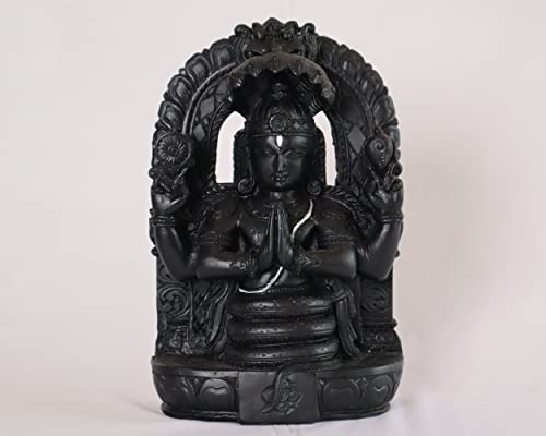 Estatua Patanjali de piedra negra triturada 10 pulg miniatura 3
