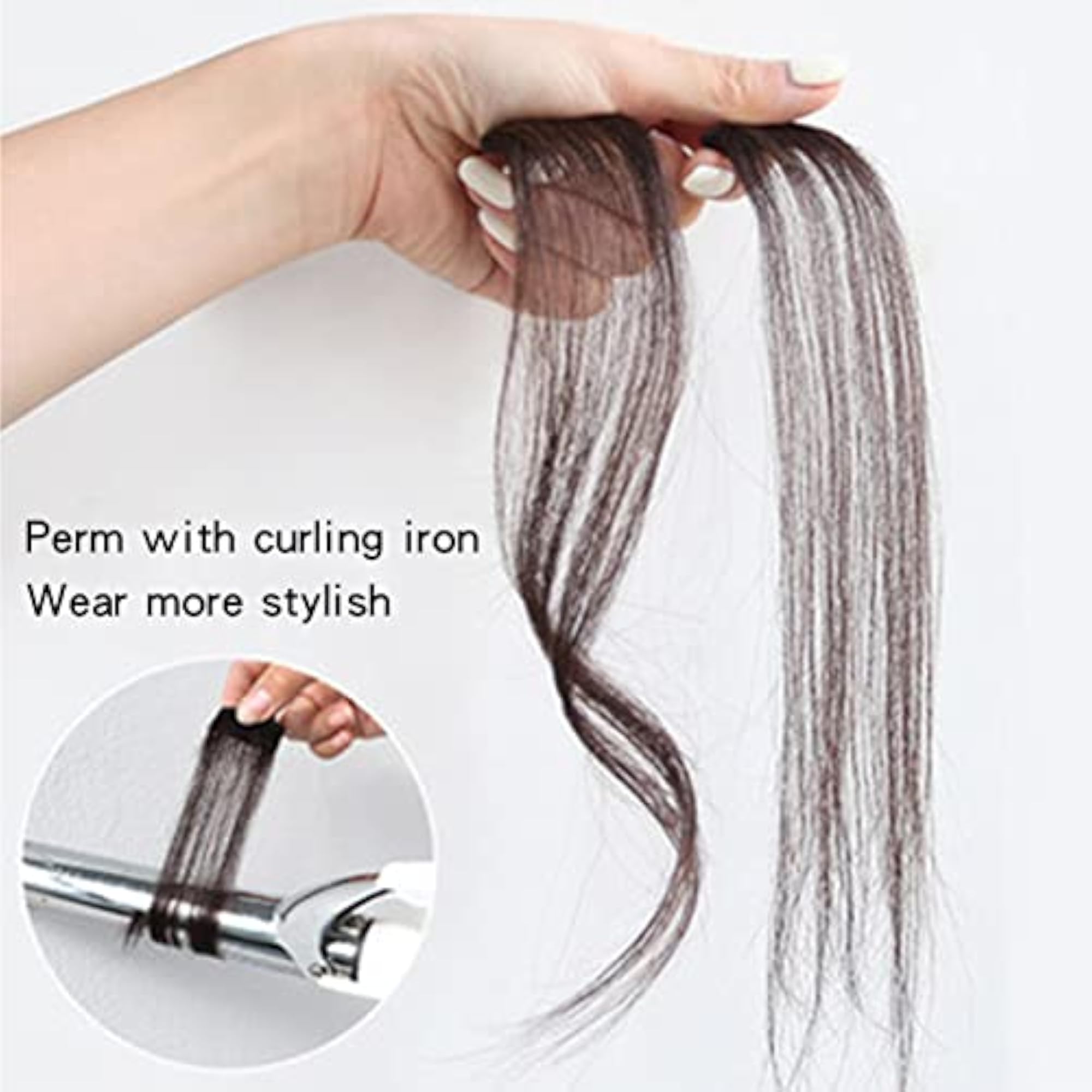 2pc Natural Long Wavy Curly Bangs Hair Clip Extensions