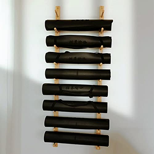 Support mural tapis de yoga en bois noble, rangement d'exercice robuste