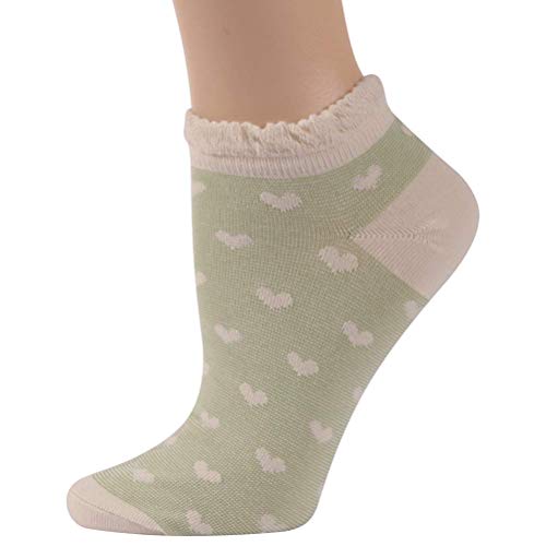 Image of KitNSox Funcat Women's Lace Ruffle Frilly Colorful Floral Cotton Casual Novelty Ankle Socks 4 /5 /6 Pairs