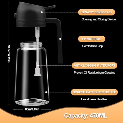 Image of 2 in 1 Oil Sprayer, Oil Sprayer for Kitchen Cooking, 470ml Oil Spray Bottle for Home