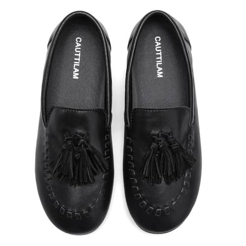 CAUTTILAM Women's Suede Moccasins Loafers Slip-Ons Dress Shoes Flats – Tassel Loafers for Women Comfortable Walking Penny Shoes Black by CAUTTILAM - Used condition - Image 7