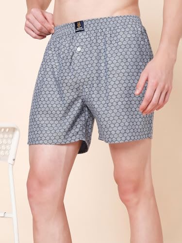 Image of Urban Scottish Men's Pack of 2 Cotton Printed Boxers with Side Pockets