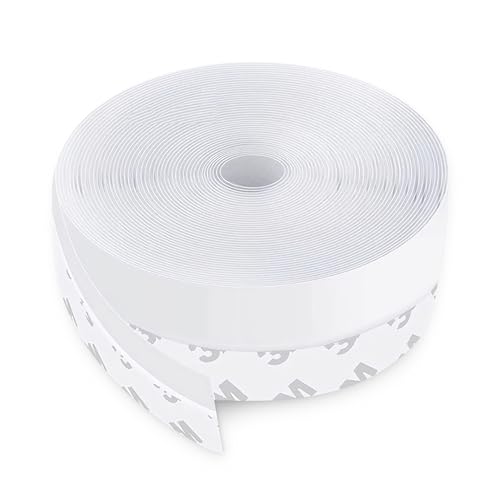 CUQOO Silicone Seal Strip in White - 10M/33ft Weatherproof Adhesive Strips for Doors & Windows, Noise, Dust & Water Resistant, Easy to Install Strong, Flexible Draft Stopper Sealant Tape for Homes