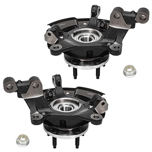 Image of Detroit Axle - Front 4pc Steering Knuckles Kit for 2011-2014 Ford Edge, 2011-2015 Lincoln MKX, 2 Steering Knuckles & Wheel Bearing Hubs 2 Outer Tie Rods Replacement