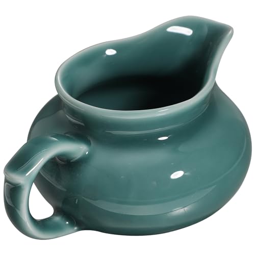 FRCOLOR Ceramic Cream Jugs Green Creamer with Handle Small Creamer Pitcher for Coffee, Tea, Milk