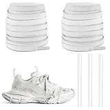 NDTEZUGT Dirty Shoelaces for Balenciaga 3XL Sneakers, 5/16'(8mm) Old Flat Polycotton Athletic Shoe Laces Replacement Strings (Dirty White, 47'/120cm)