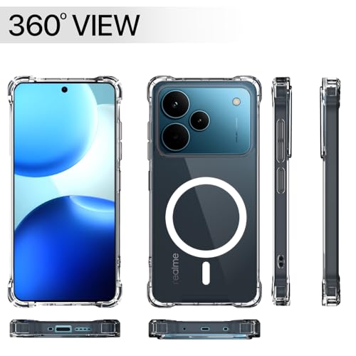 Image of Amazon Basics Back Cover for Realme P4 Pro 5G Mag-Safe Shockproof PC + TPU Protective Case Magnetic Support Bumper Case (Transparent Mag-Safe)