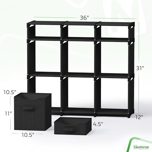 Cube Storage Organizer with Storage Bins Included - The Perfect Closet Organizers and Storage Solution. Includes 9 Storage Cubes, Great For Toy Storage, Closet Storage, Clothes Storage (Black) by NEATERIZE - Image 2