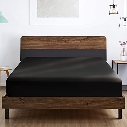 FreshCulture Twin XL Fitted Sheet Only 2 Pack - Hotel Quality Fitted Sheet - Ultra Soft & Breathable - Brushed Microfiber - Deep Pocket - Cooling Fitted Sheets for Twin XL Size Bed (Black)