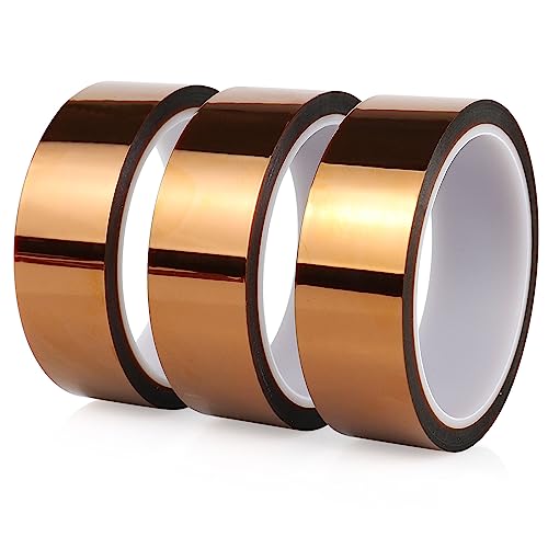 BOMEI PACK 3 Rollen 30mmx33m Hitzebeständiges Polyimid Film Band Wärmeband Hochtemperaturband Sublimationsband für Sublimationsdruck Wärmeübertragung und Wellenlöten