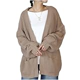[クロスマーベリー] カーディガン 大きいサイズ ロング ポケット ゆったり Vネック オフィス 事務 ざっくり 学生 大きい かわいい ルーム カーデガン ニット 仕事 ベージュ 厚手 長袖 LL OL 無地 羽織 体型カバー アウター カジュアル オーバーサイズ ロング丈 暖かい 大人 シンプル ボリュームスリーブ カーデ ナース JX101-MC-LL3L