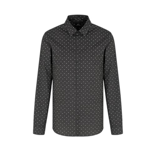 Armani Exchange Men's Long Sleeve Slim Fit Micro Print Shirt