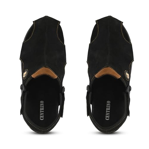 Image of Centrino Men's Sandals | Slingback Strap with Cushioned Black Footbed | Closed-Toe Clog Sandals | Stylish Sandal with Grip Insole | Comfortable Casual Footwear for Office, Travel & Walking (9585)